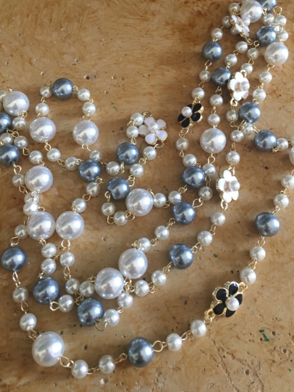 Magnolia Floral & Pearl Beaded Necklace - Picture 3 of 14